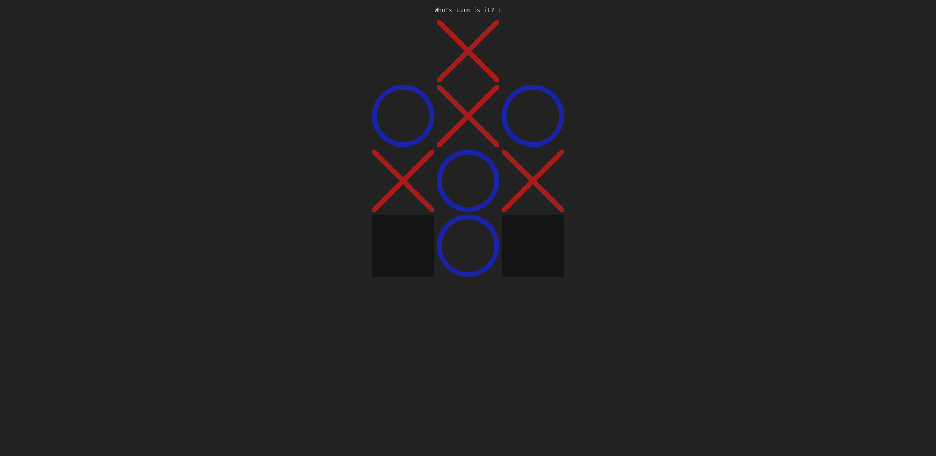 screenshot of the tic tac toe project